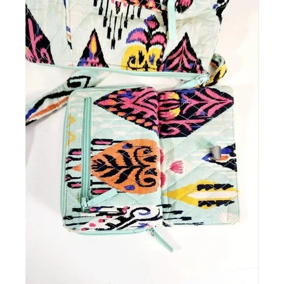 Vera Bradley Hipster Crossbody Purse Pueblo Teal Quilted Bag W/ Matching… - Picture 10 of 12